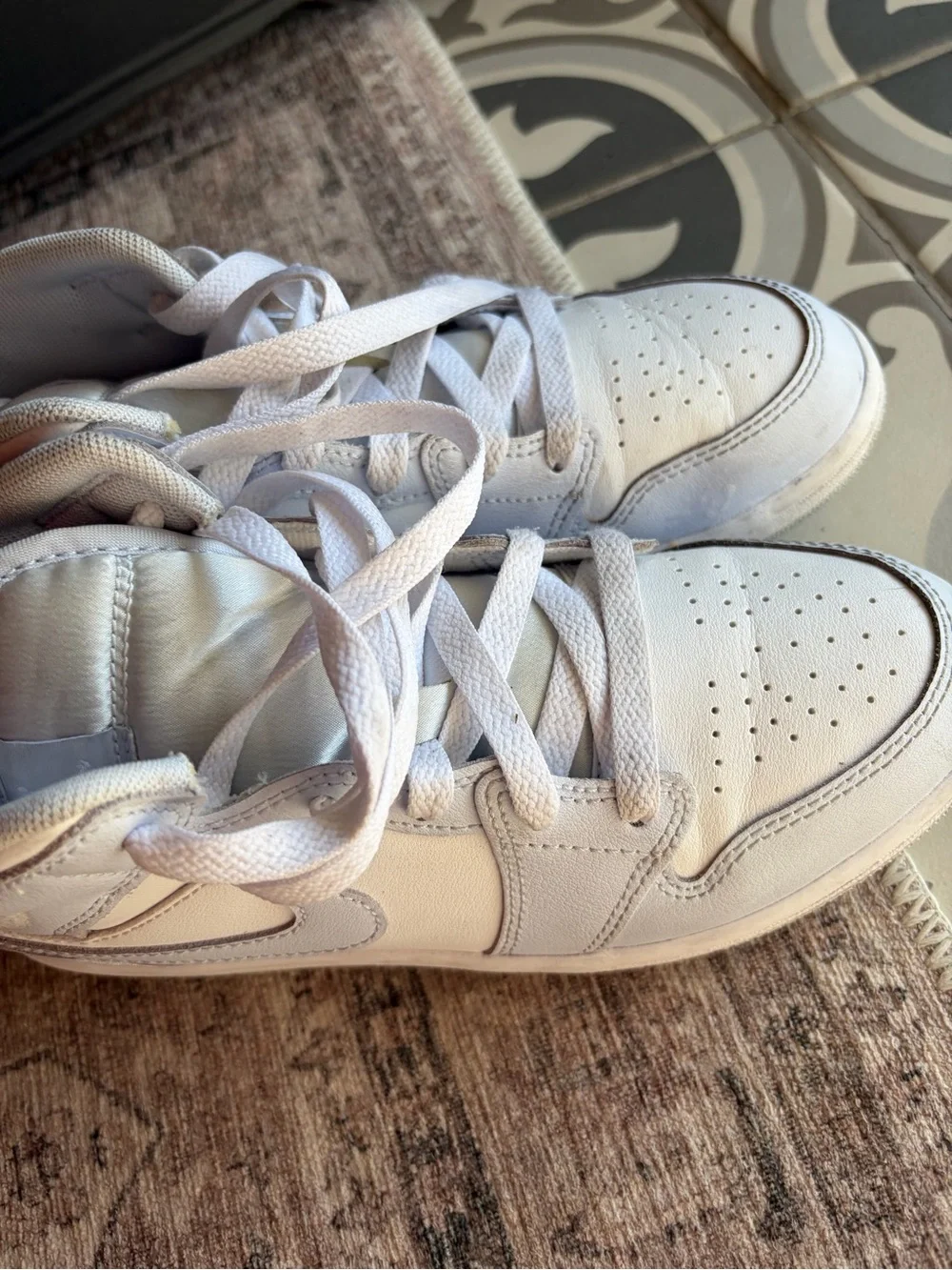 Jordan Kids White High Top Sneakers with Swoosh